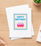 Colorful Embroidered Happy Birthday Card, Unique Textile Greeting Card