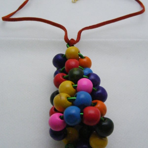 Colourful Wooden Christmas Tree Necklace