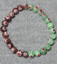 Pale Green and Purple Millefiori Bead Elastic Half and Half Bracelet - Image 2