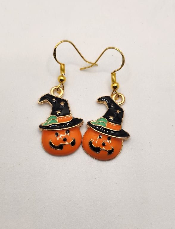 Halloween Witch Pumpkin Charm Earrings