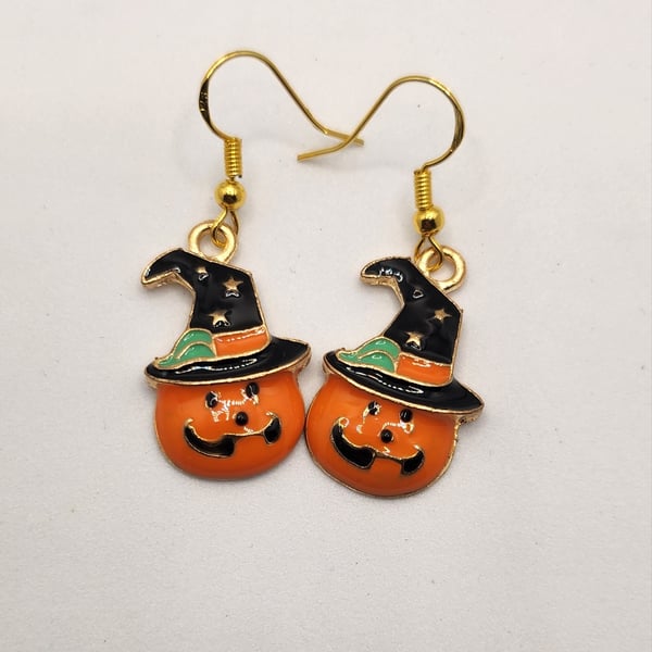 Halloween Witch Pumpkin Charm Earrings