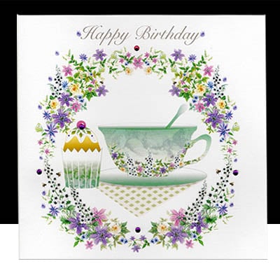  A Happy Birthday – Summer Garden Teatime Handmade Card 