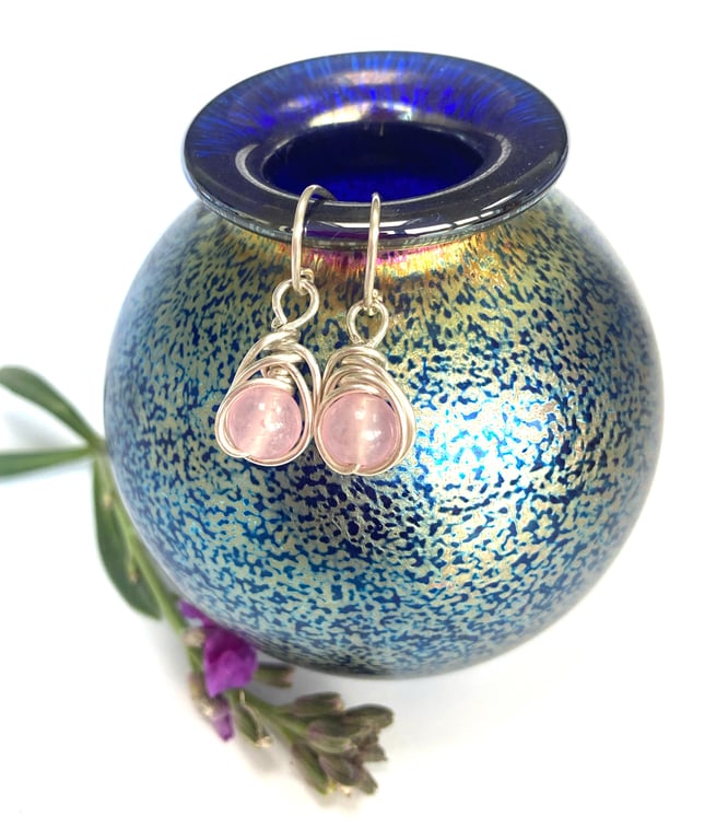 Sterling Silver Rose Quartz Earrings