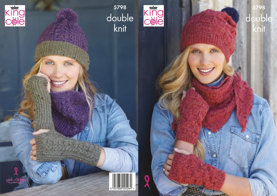 Knitting Pattern - King Cole DK Knitting Pattern 5798 - Ladies Accessories