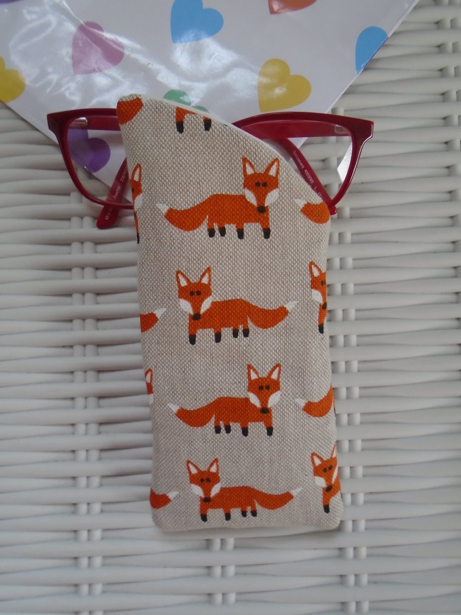 Hessian Fox Glasses Case Lined & Padded 