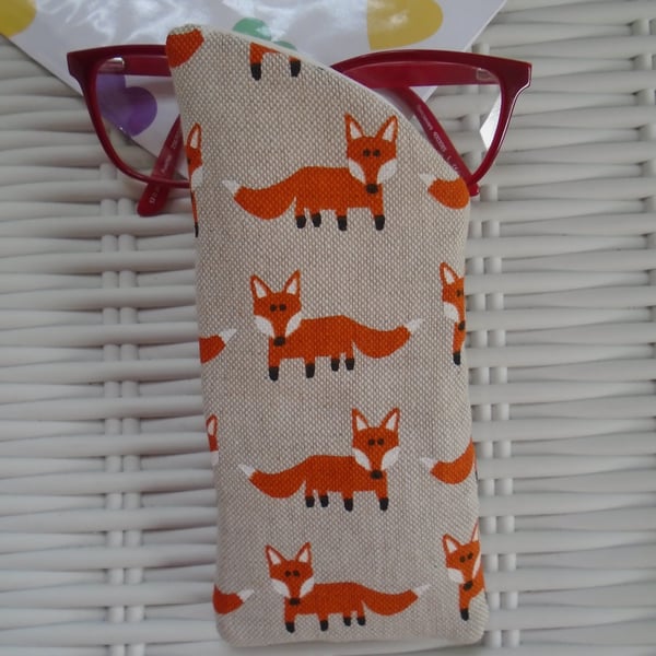 Hessian Fox Glasses Case Lined & Padded 