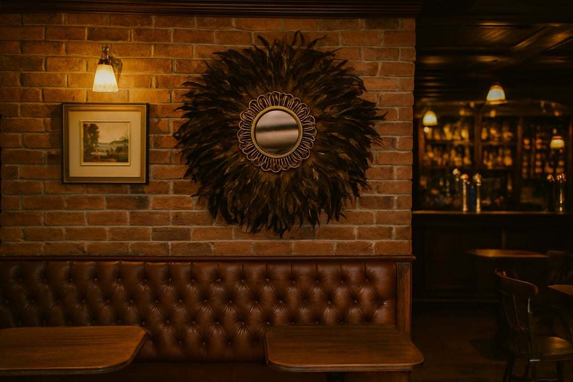 Natural Brown Feather Mirror - Handmade - One Of A Kind - Juju 