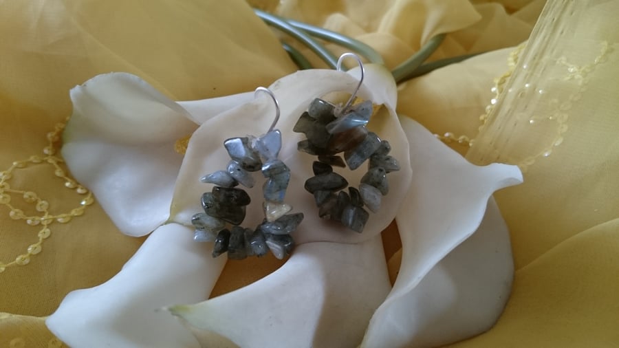 Labradorite circle earrings 