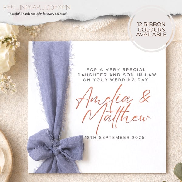 Personalised Daughter & Son-in-Law Keepsake - Luxury Ribbon Gift with Names and 