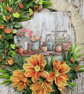 Handmade Summer Garden Wreath Front Door UK - Orange Dahlia Rope Wreath - Image 3