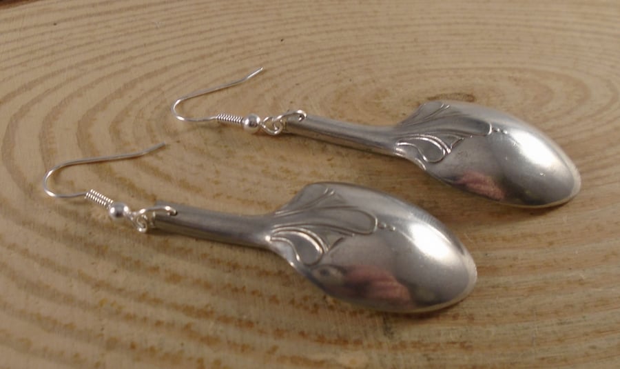 Upcycled Silver Plated Sugar Tong Spoon Earrings SPE122009