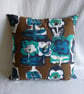 1960s vintage pansies fabric cushion cover - Image 1