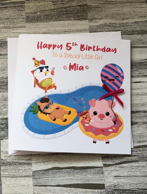 Girls Birthday Card for daughter, Niece,Cousin, Friend, Sister 1st birthday, 3rd