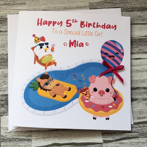 Girls Birthday Card for daughter, Niece,Cousin, Friend, Sister 1st birthday, 3rd