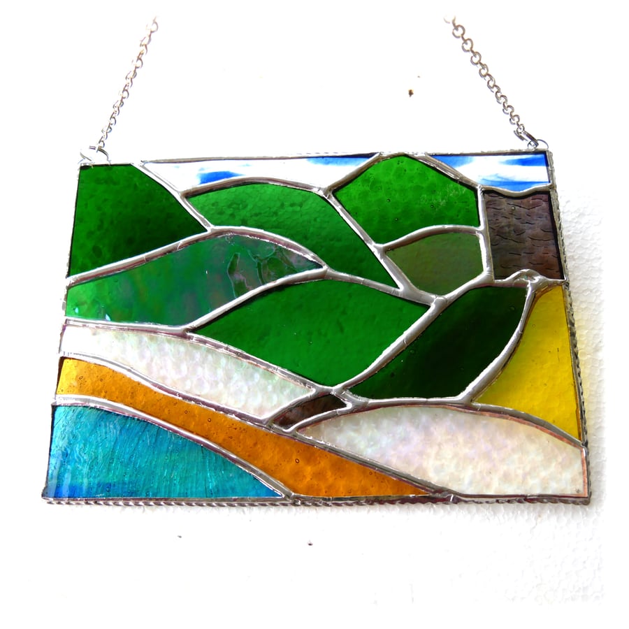 Welsh Mountain Stained Glass Picture Landscape 011