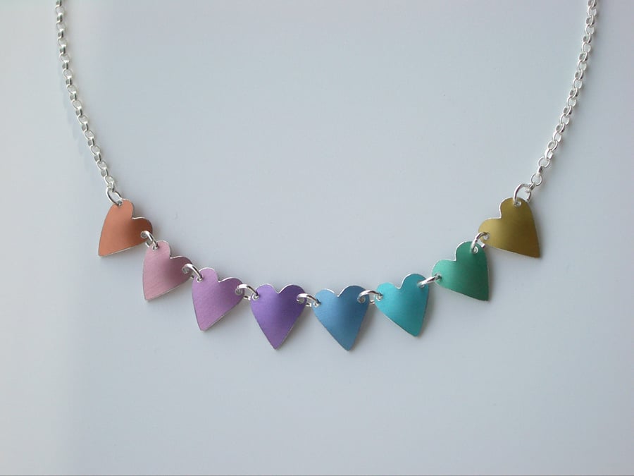 Heart necklace in pastel rainbow colours