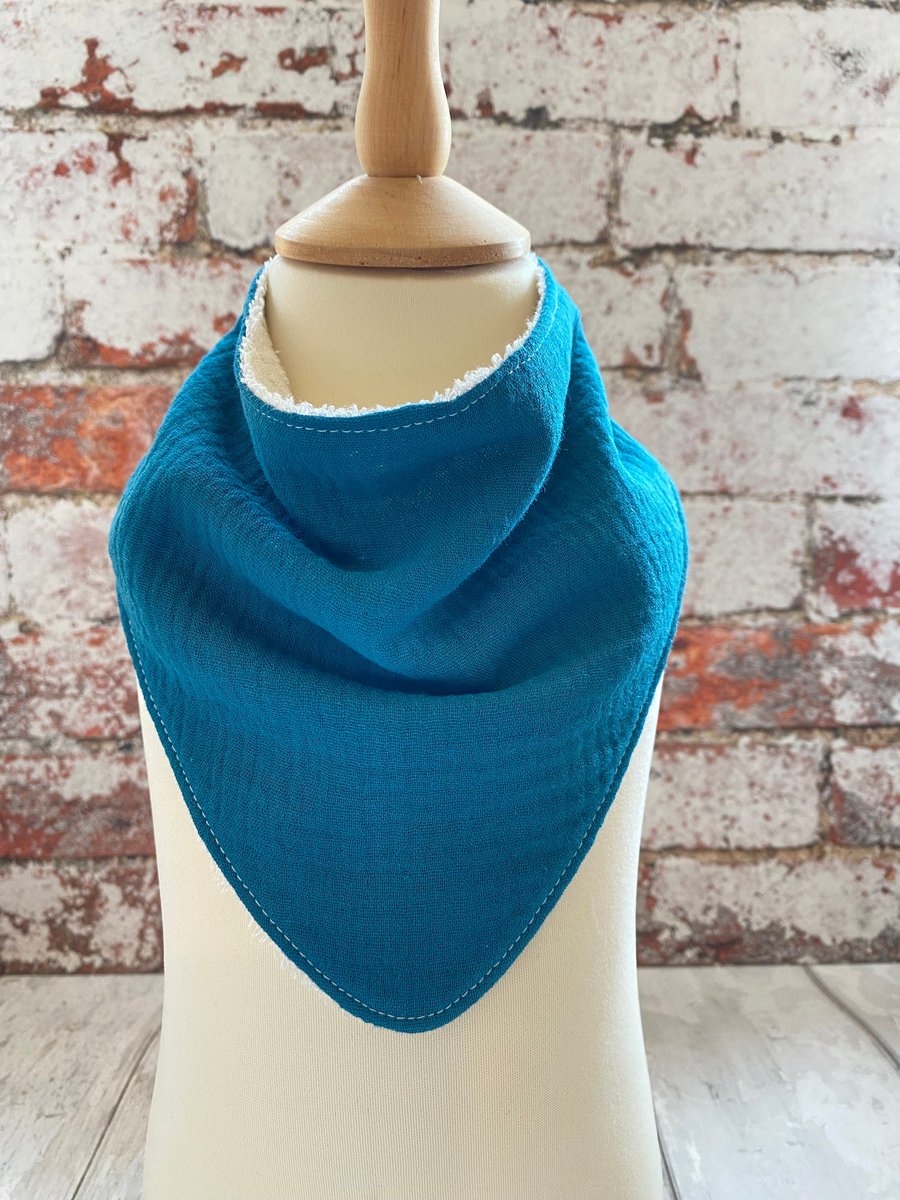 Baby Dribble Bib Bandana One Size Cotton Double Gauze Bamboo Plain Dark Teal