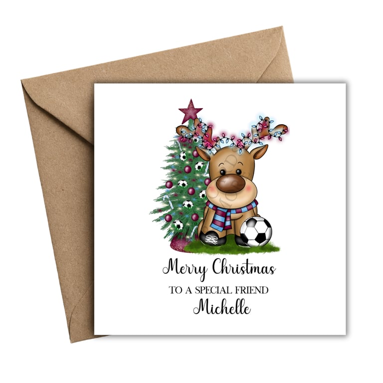 Football Reindeer Merry Christmas Card