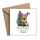 Football Reindeer Merry Christmas Card