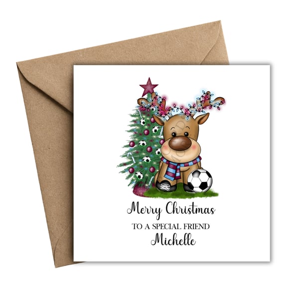 Football Reindeer Merry Christmas Card