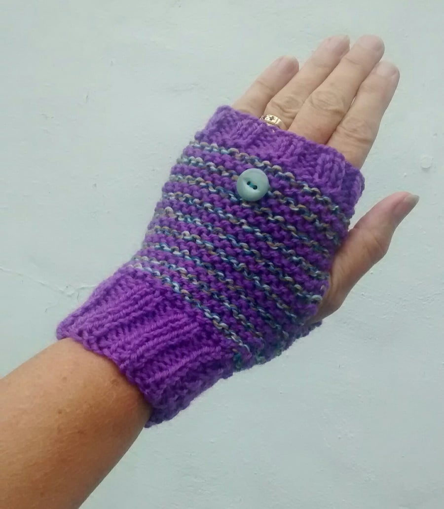 Stripy Fingerless Gloves 