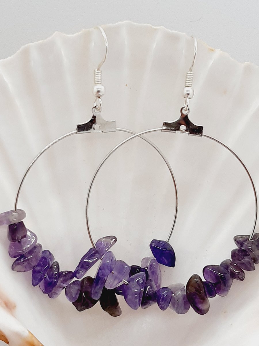 Amethyst hoop earrings 