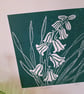 An original handprinted linoprint of bluebells. - Image 2