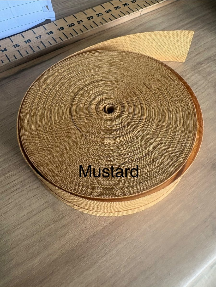 5 meters 1" (25mm) mustard cotton bias binding 