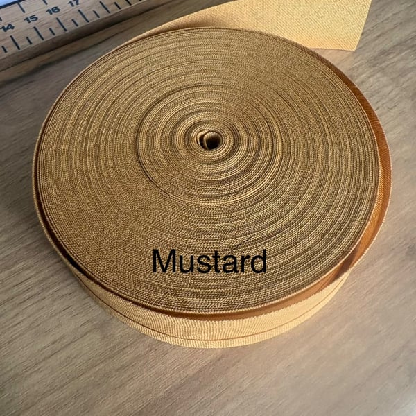 5 meters 1" (25mm) mustard cotton bias binding 