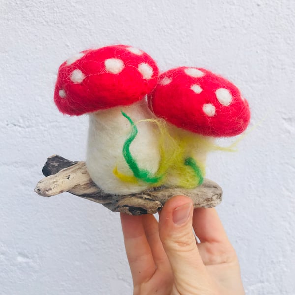 Toadstool ornament, mushroom ornament, felted mushroom, felted toadstooll