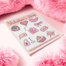 Valentine sticker sheet, glossy heart stickers, gift for her, journaling glossy 
