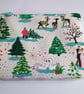 Christmas zipped pouch bag - Romantic winter scene - Dancing couple with swans