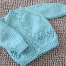 14" Turquoise Baby Round Neck Hearts Cardigan