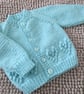 14" Turquoise Baby Round Neck Hearts Cardigan