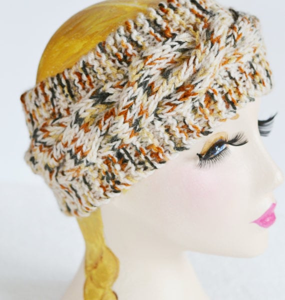 Chunky Knit Cable Headband, Wide Headband, Earwarmer