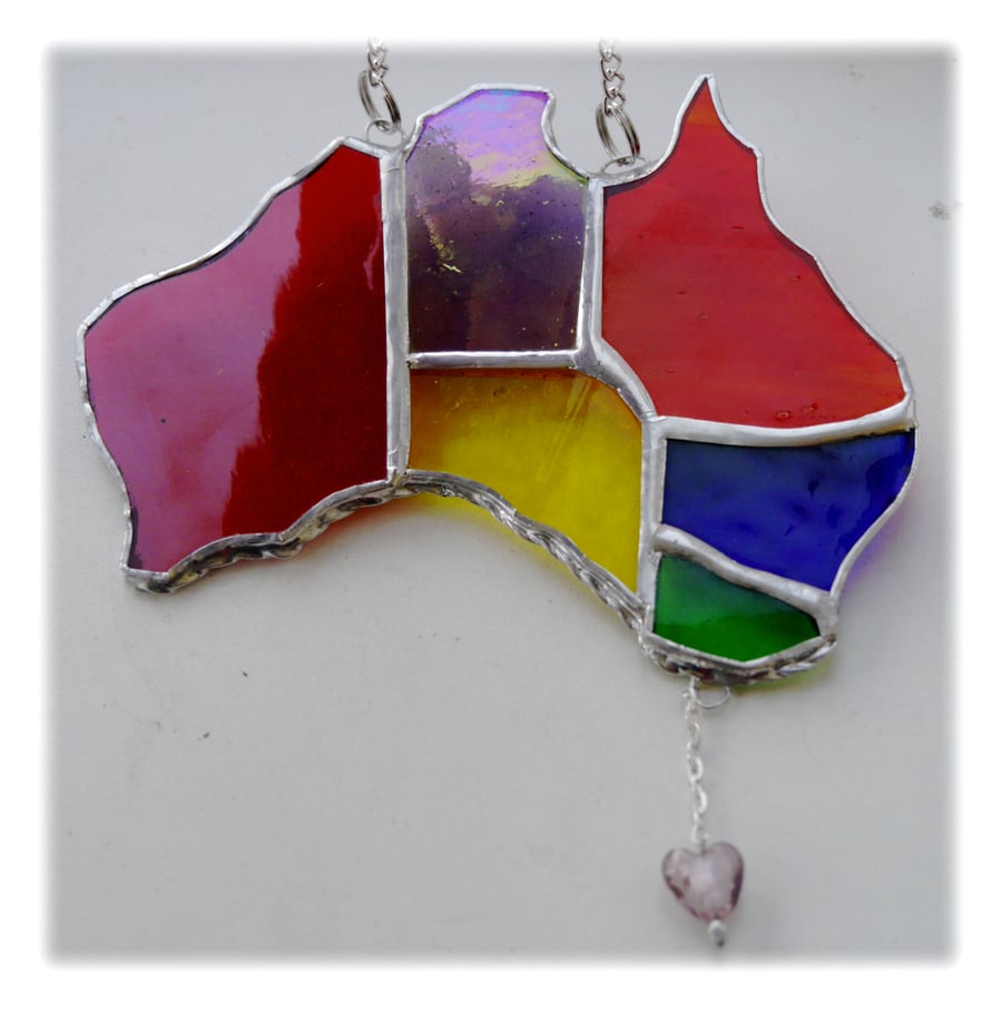  Australia Suncatcher Stained Glass Rainbow Map Oz 010