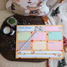Autumnal Cat Weekly Planner – cosy Feline Desk Organizer, Undated To Do List