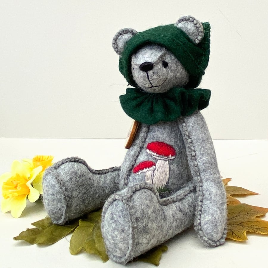 Forest dwelling elf teddy bear, artist collectable bear, hand sewn bears 