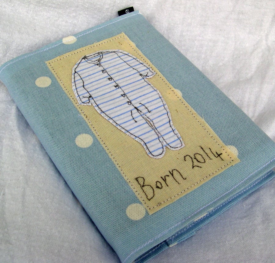 Newborn Baby Textile Journal For Baby Boy in Blue Polka Dot