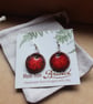 Handmade Red Ceramic Earrings, Glazed Bristol Clay, Silver Hooks - Image 8