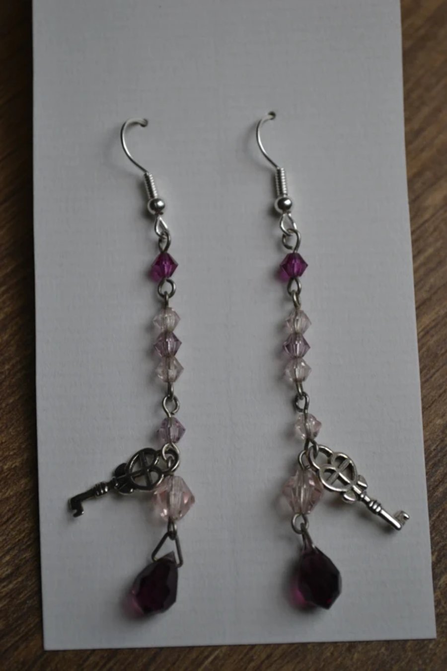 Steampunk earrings keys and crystals