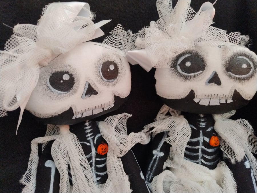 Handmade Halloween Skeleton Art Doll 