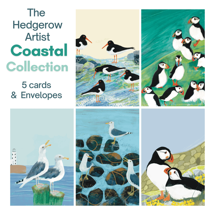 Blank card pack coastal art designs