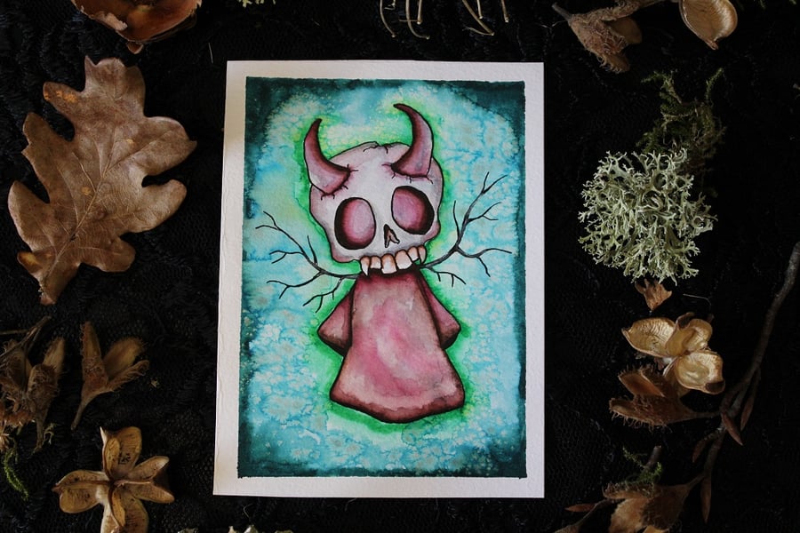 Spooky Forest Spirit OOAK Painting
