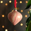 Gold and crimson marbled Christmas bauble ceramic decoration 