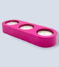 Fuchsia Pink Triple Tealight Candle Holder Handmade Home Decor Gift