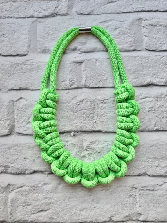 Chunky Woven Cotton Cord Necklace - Zesty Jungle Lime Green