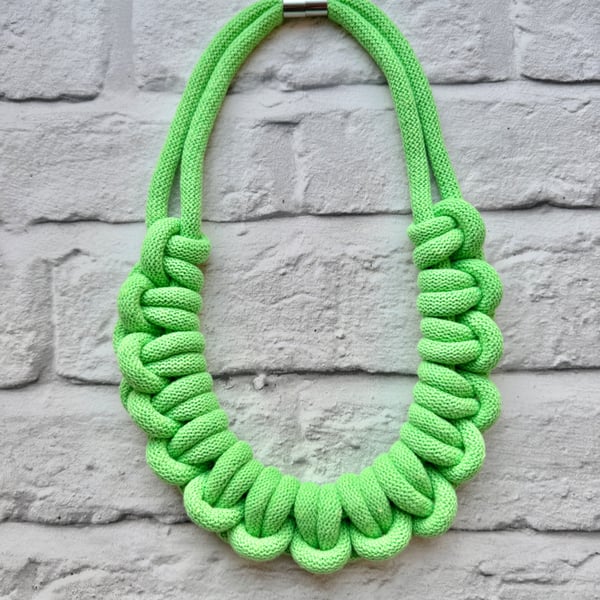 Chunky Woven Cotton Cord Necklace - Zesty Jungle Lime Green