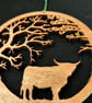 Small Highland Cow under the Trees - Wooden wall hanging - Image 2