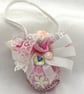 Set of 4 Pink Shabby Chic Christmas Baubles with Lace and Roses - Image 2